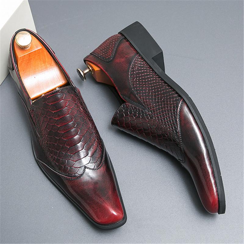 New Fashion Gentleman Alligator Pattern Slip On Shoes For Men Comfortable Wedding Dress Prom Formal Footwear Zapatos Hombre
