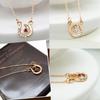miwahouseki Happiness Horseshoe Necklace with Choice of Birthstone and Pink Gold Diamond Necklace [Miwa Houseki] (January) (Garnet)