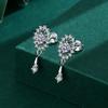 Nuova Tendenza 2022 Orecchino Lungo con Ritaglio di Fiori Rotondo Per Donna Geometria Diamanti Pieni Autentico Argento Sterling Gioielli Regalo di Fidanzamento
