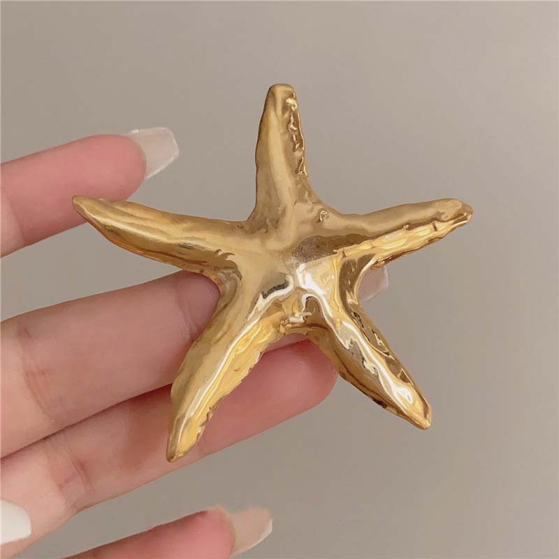 Vintage Goldfarbene Seestern Brosche Für Damen Herren Mode Metall Geometrisch Anzug Dekoration Brosche Pin Zubehör Geschenk