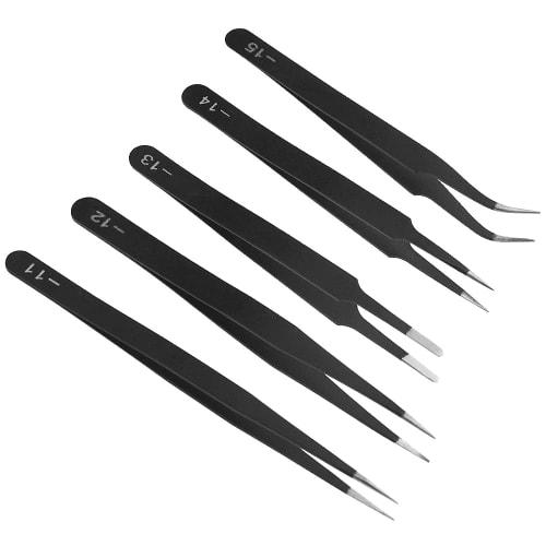 XINMEIWEN 10-Pack Precision Tweezers Set, Anti-Static Industrial Tweezers Set, Stainless Steel Tweezers Kit for Electronics Labs, Jewelry and Crafts M