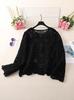 Women's Korean Style Red Sheer Knit Sweater with Hollow Design – Long Sleeve Round Neck, Autumn/Winter 2024