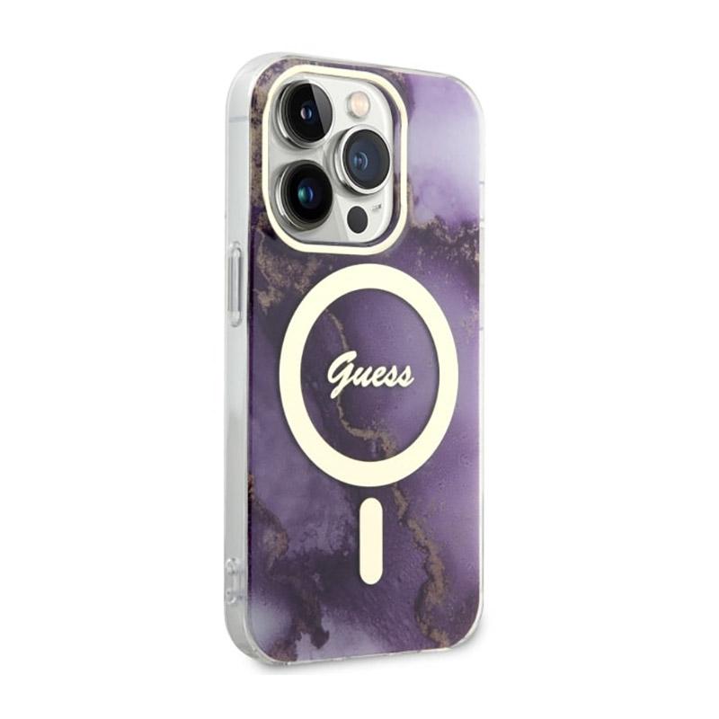 Guess Golden Marble Magsafe - Etui Iphone 14 Pro (Purpurowy)