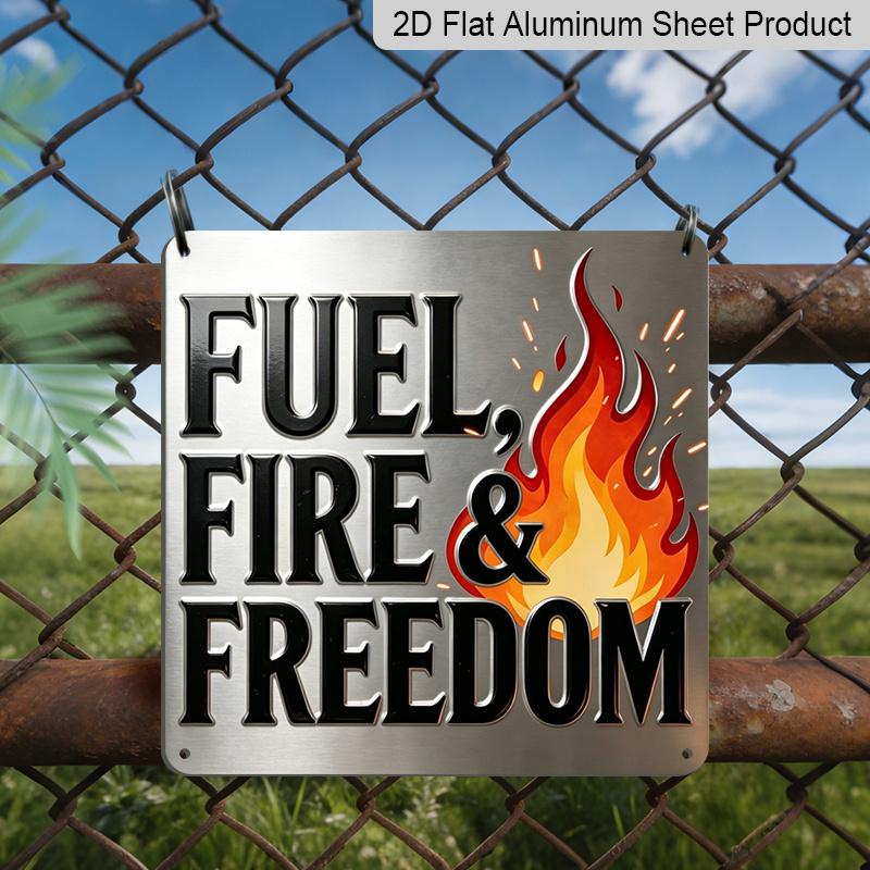 

2D Flat 1pc, Retro Metal Aluminum Sign, Outdoor Wall Art, Fuel Fire and Freedom Sign, Garage Wall Art, Hot Rod Workshop Decoration, Car Enthusiast 20*20cm