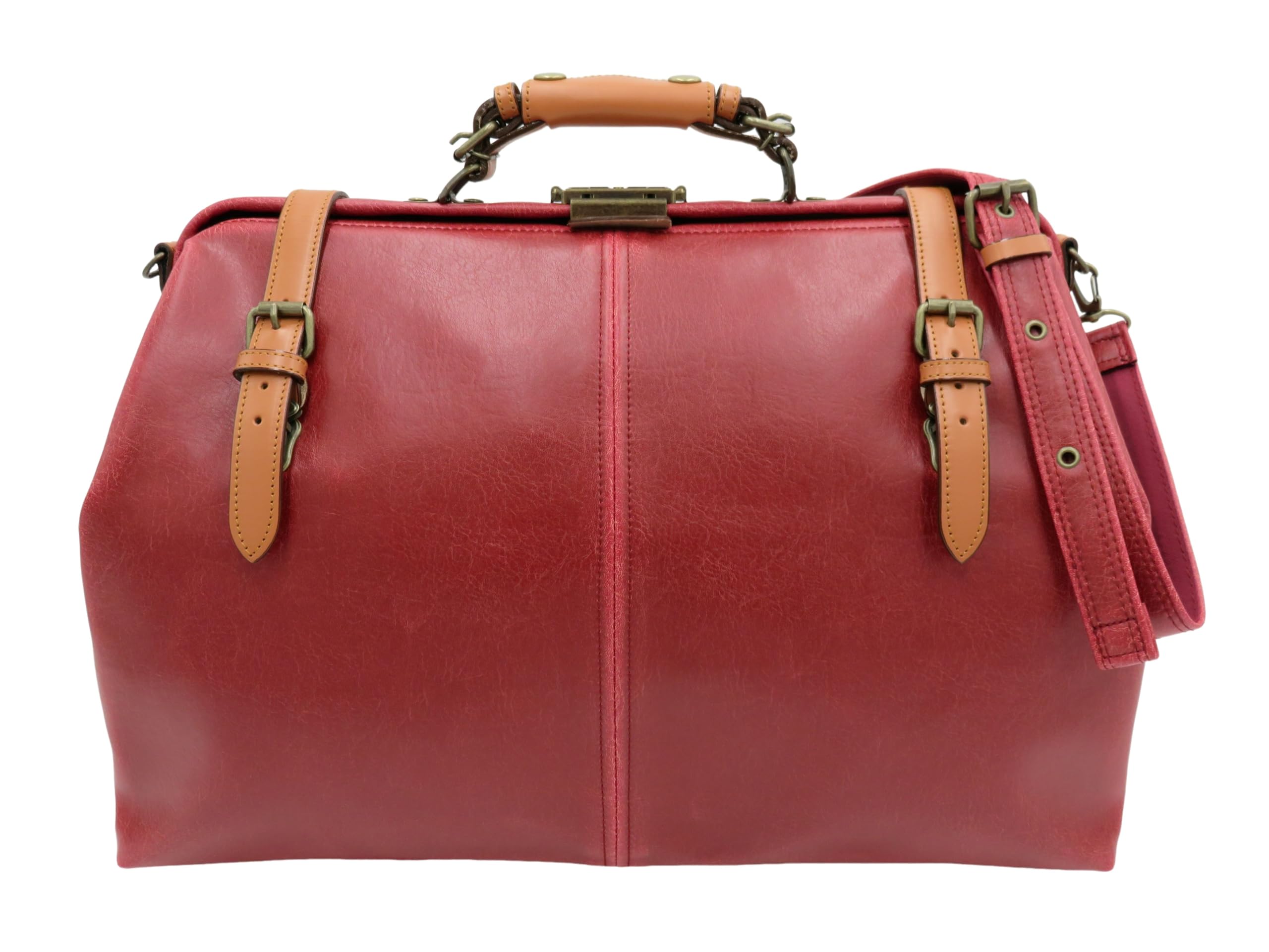 

Travel and business trip made in Hyogo lockable duffel Boston red [Kiwada] bag, Toyooka, Prefecture, one-touch bag, 1.2kg,