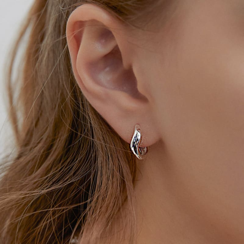 Primaute [Silver925]Wave round Earring