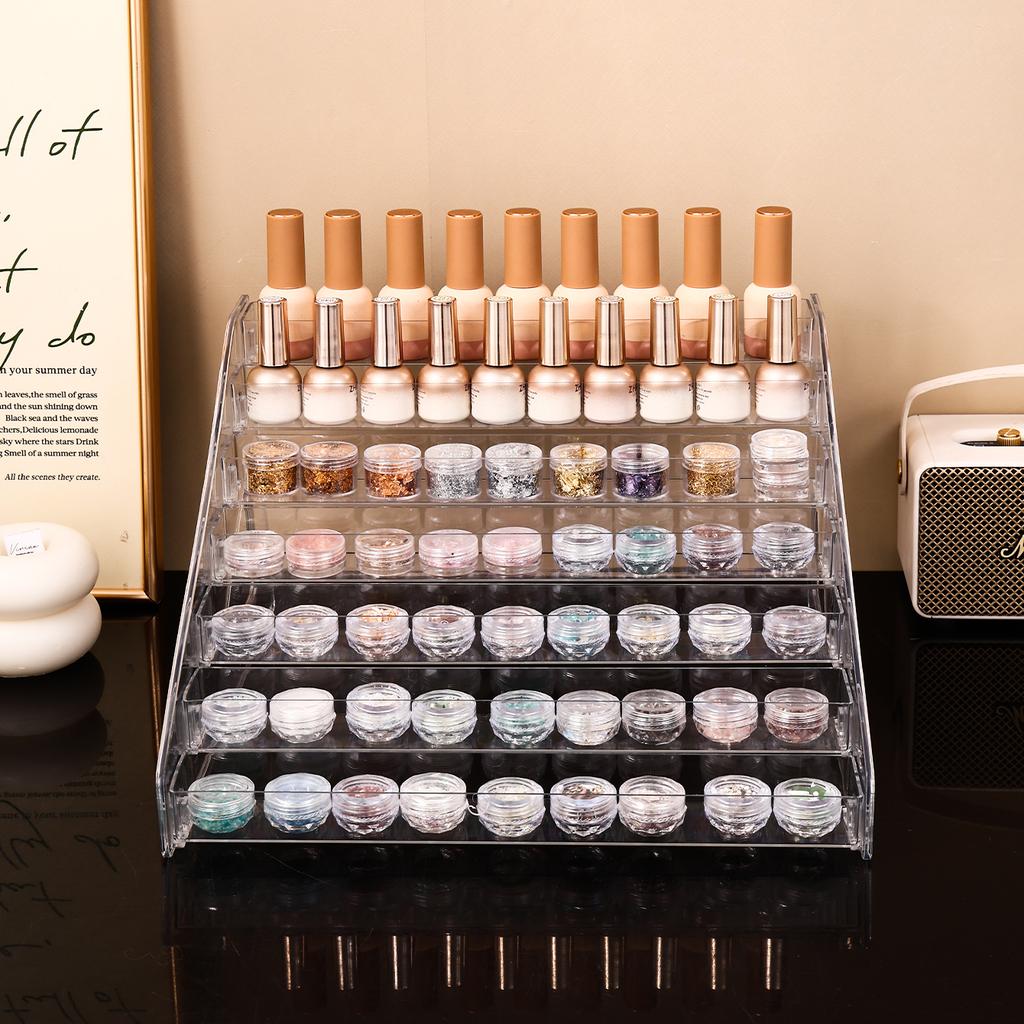 1pc Transparent Vertical Buckle Nail Polish Display Stand Stepped Acrylic Perfume Lipstick Nail Polish Gel Nail Polish Finisher