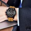 AKNIGHT Watch Genuine Leather Crystal Luminous Date Japanese Instruction Manual Men's - Stylish, Popular, Quartz, Strap, Chronograph, Display,