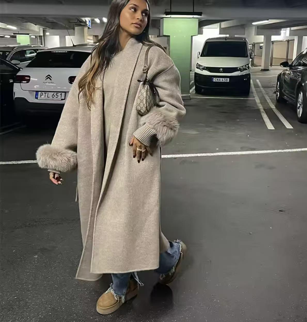 Европейское и американское модное шерстяное пальто для женщин - Осень/Зима, стиль INS Small абрикосовый