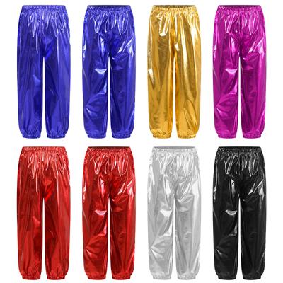 Metallic-Hose für Kinder, Jungen und Mädchen, elastischer Bund, glänzende Hose für Jazztanz, Cheerleading, Bühnenauftritt