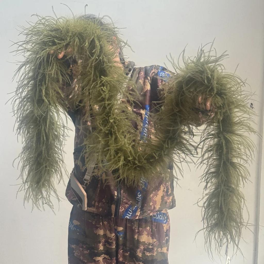 6/10 Layer Multicolor Ostrich Feather Boa 2Meters Fluffy Ostrich Plumes Shawl For Party Lady Dress Clothing Diy Decoration Scarf