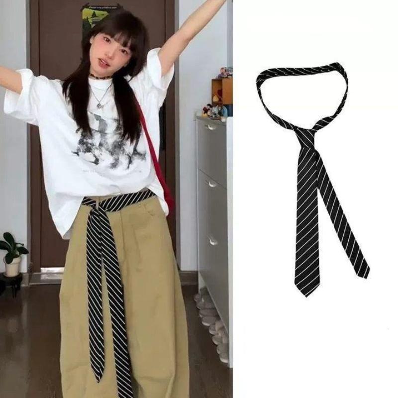 Long Skinny Plaid Striped Waist Belt With Jeans Necktie Scarf Decorative Accessory Personality Hairband Fashionable Accessory