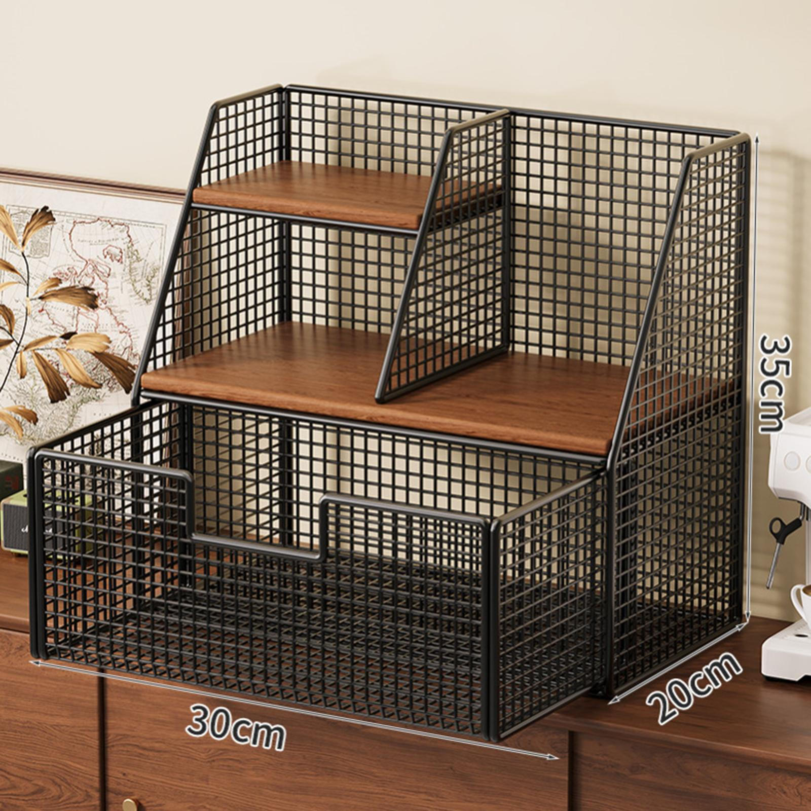 

Organizer Station with Compartment Display Stand Storage Holder Rack for Pantry Dorm Cabinet black S
