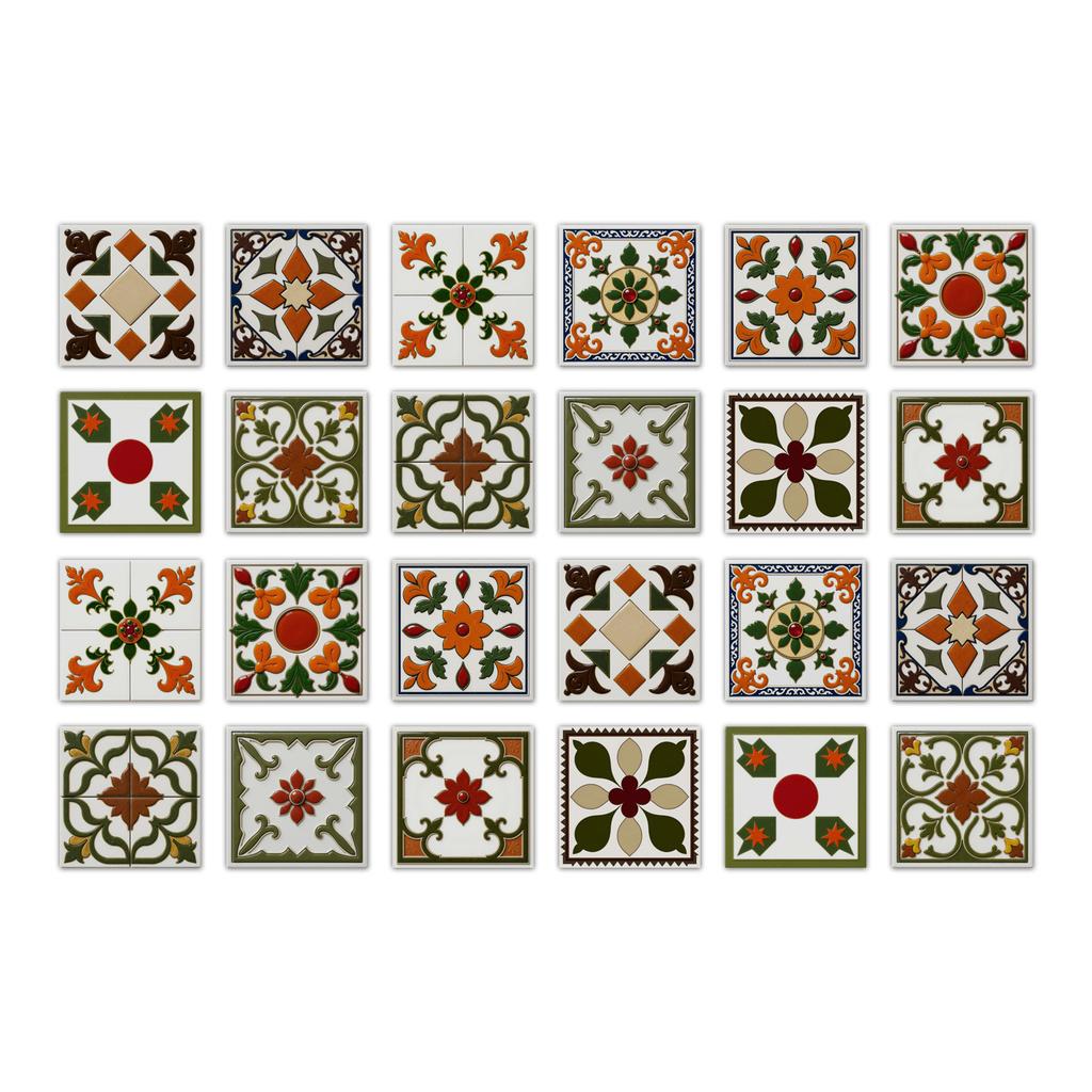 24pcs Mandala Wall Stickers Kitchen Self-Adhesive Waterproof Tile Stickers Bathroom Decor Moroccan Pvc Decal