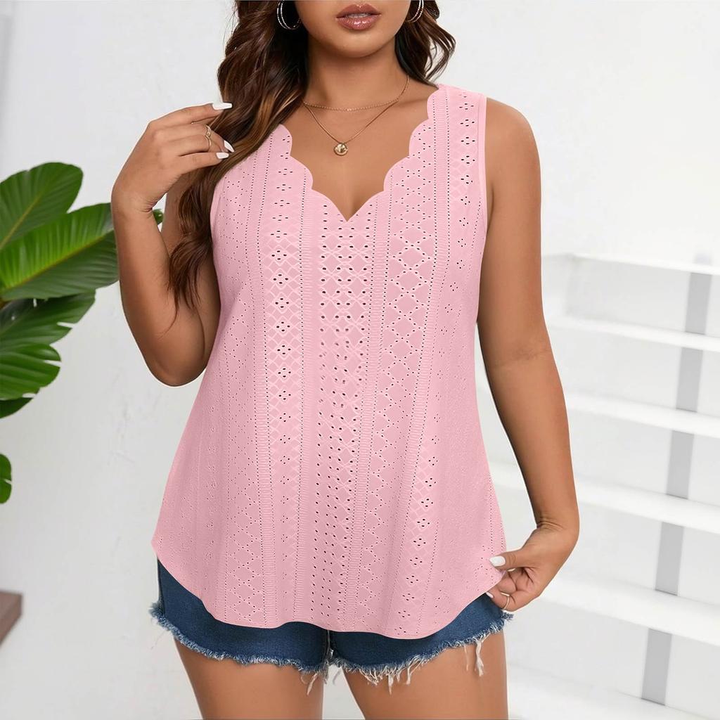 Damen locker sitzendes trägerloses Tanktop ärmellos atmungsaktiv Spitze V-Ausschnitt Bluse