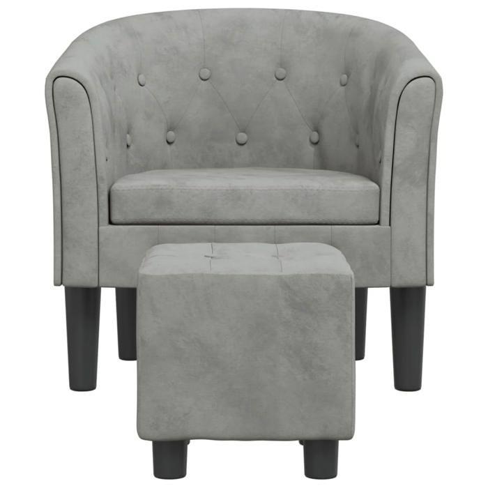 VidaXL Cabriolet Armchair with Footrest, Chair with Armrests, Sofa with Backrest, Upholstered Seat Living Room Bedroom, Grey 356477