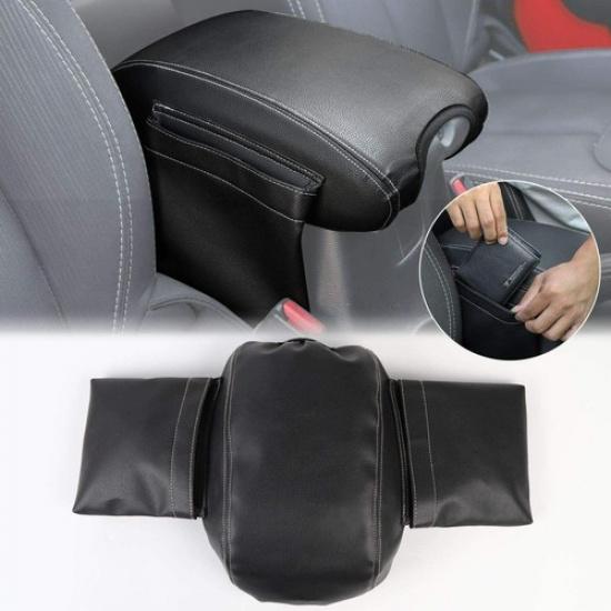 Center Armrest Box Pad Cover with Storage Bag Pockets for 07-10 Jeep Wrangler JK