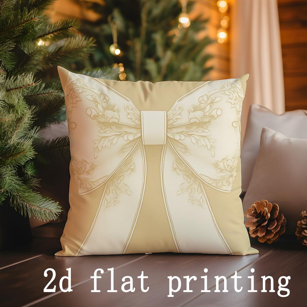Heimdeko Hirsch & Schleifen & Glocken Weihnachtliche Kissenbezüge Muster Kissenbezug Geeignet für Sofa Schlafzimmer Auto Kissenbezug