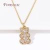 18K Gold Plated Brass Pave Zircon Bear Pendant Necklace Fashion Luxury Women's Necklaces Trendy Jewelry Accessories Gifts