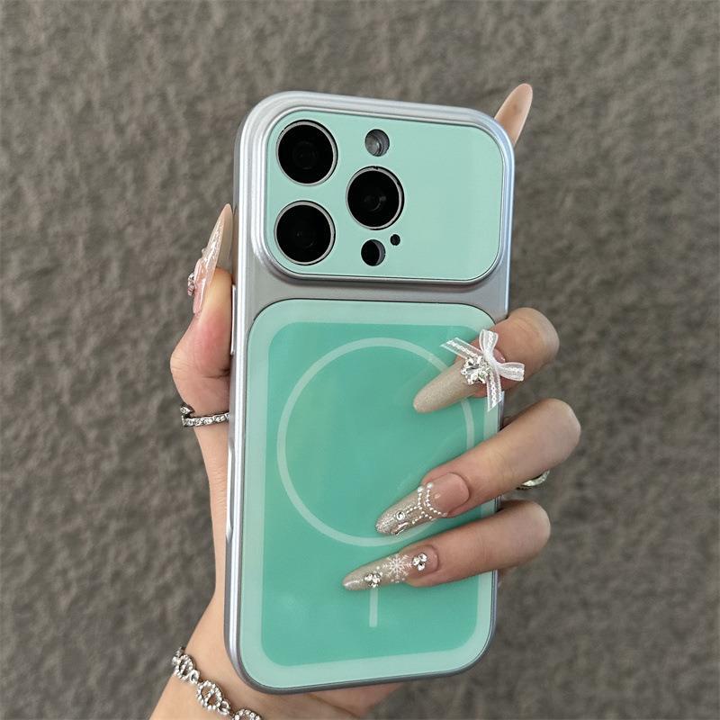 Applicable to iPhone17Pro Max mobile phone case solid color thin ring magnetic suction Apple 16Pro anti-drop 15 hard protective case