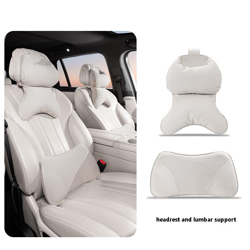 Car Neck & Back Support Pillow - Dual-Core Zero Pressure Support, Height Adjustable, Breathable Mesh, Universal Fit for All Cars