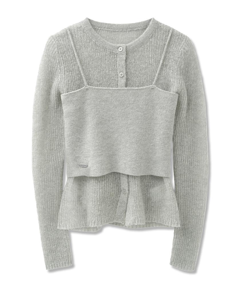 VIVACIOUS Bustier Layered Set Knit Cardigan_5 Colors