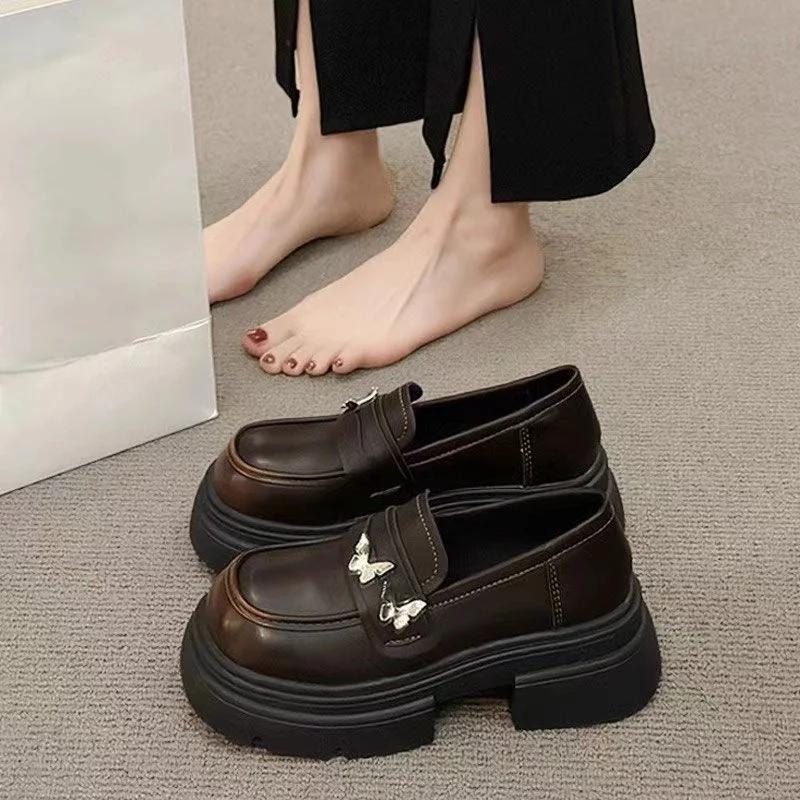 

Новые туфли-бабочки черного и коричневого цвета в стиле Лолиты, женские повседневные туфли на платформе Mary Jane, женские корейские туфли, маленькие кожаные туфли на высоком каблуке 40