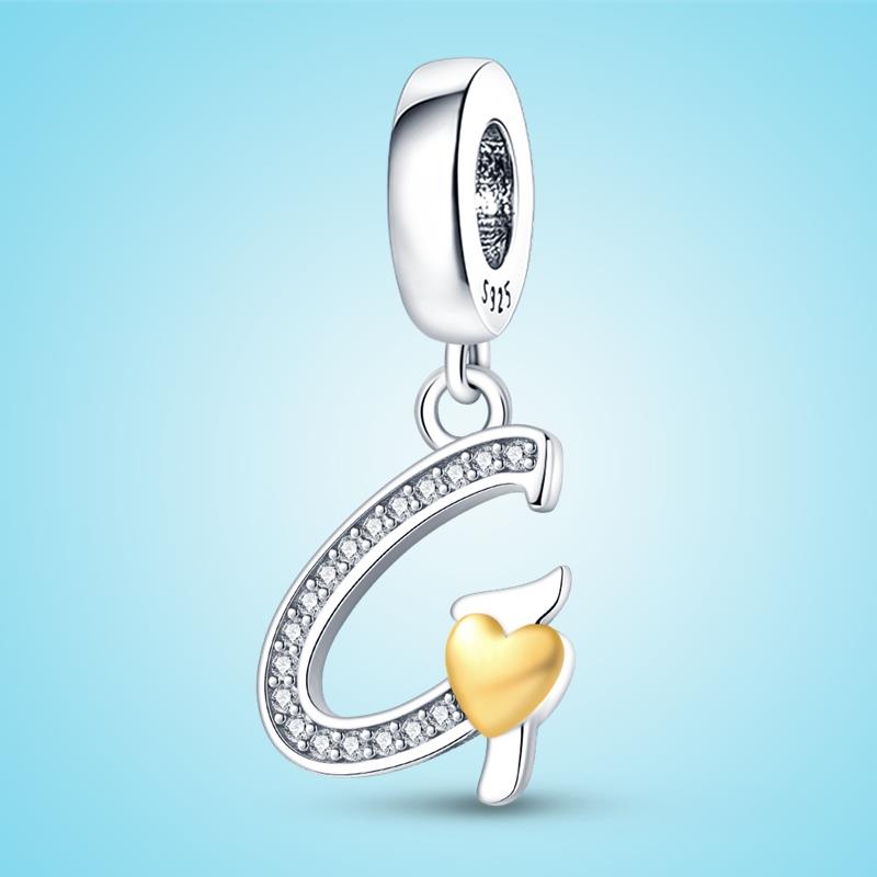 Marke Neueste Ankunft Kompatibel Mit Kupfermetall Authentisch Original Armbänder 26 Alphabet A-Z Buchstaben Kupfermetall Anhänger Perlen Komponenten Perle