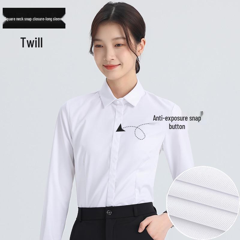 

Женская белая профессиональная рубашка с длинным рукавом - Весенне-осенний корейский стиль, приталенный формальный топ XL
