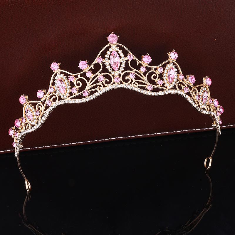 Retro Bride Crown Girl Princess Birthday Crown Alloy Rhinestone Headband Wedding Dress Accessories