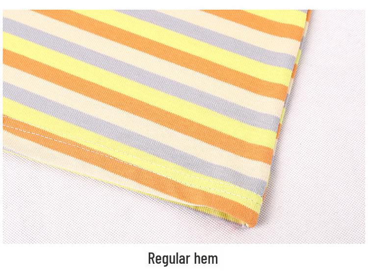 Women's Summer Round Neck Striped Cotton T-Shirt: Colorful, Casual, Loose, Age-Reducing, Slimming Design.