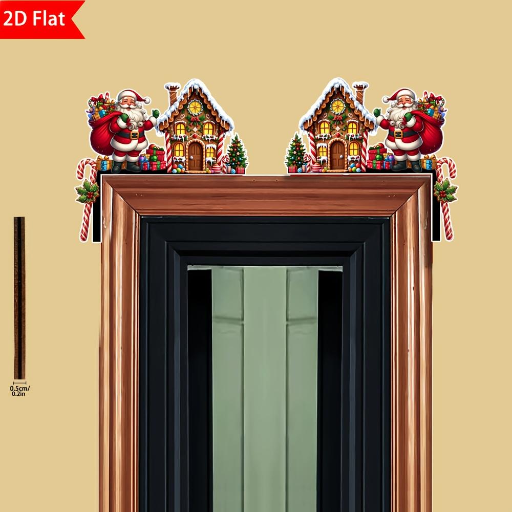 1ks 2D Vánoční rohová cedule Perníčková chaloupka Santa Claus Rám Dřevěná závěsná dekorace na dveře Domácí nástěnná dekorace Slavnostní vánoční dekorace Dárky