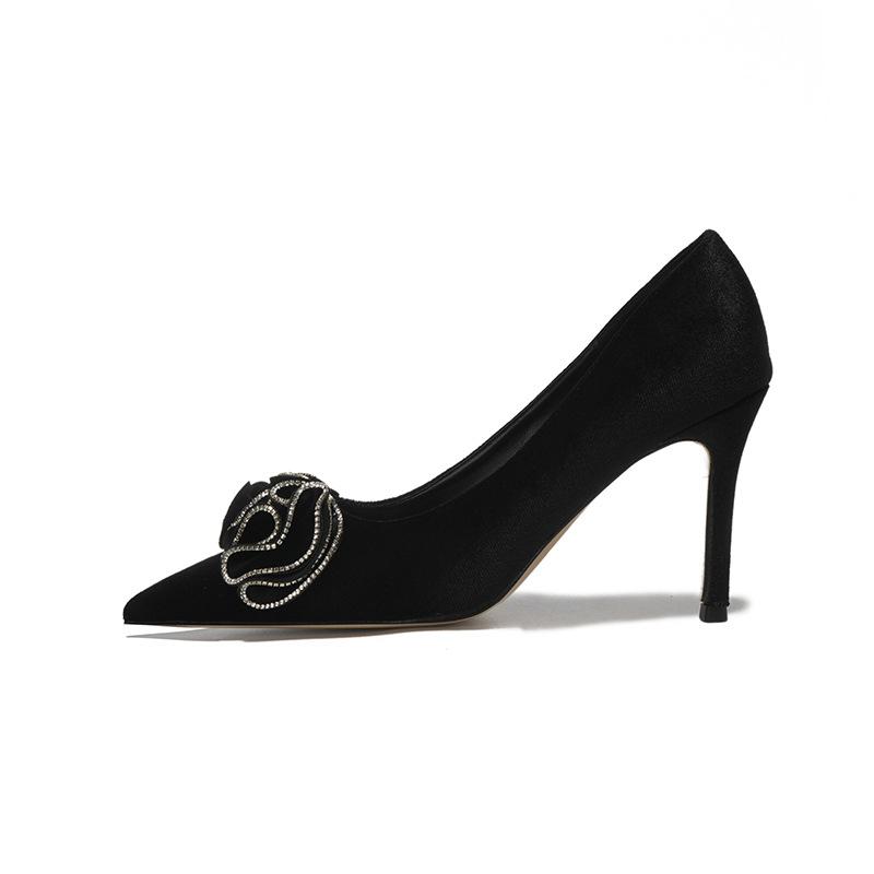 Fashion Women's French Wedding Shoes Satin White Elegant Sexy Flower Bridal Heels for Bride Party Ceremony
