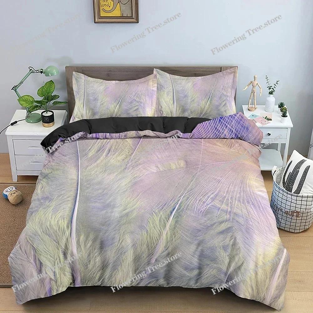 Feathers Pattern Bedding Set Duvet Cover Comforter Covers For Bedroom Twin King Size Soft Quilt Cover With Pillowcase