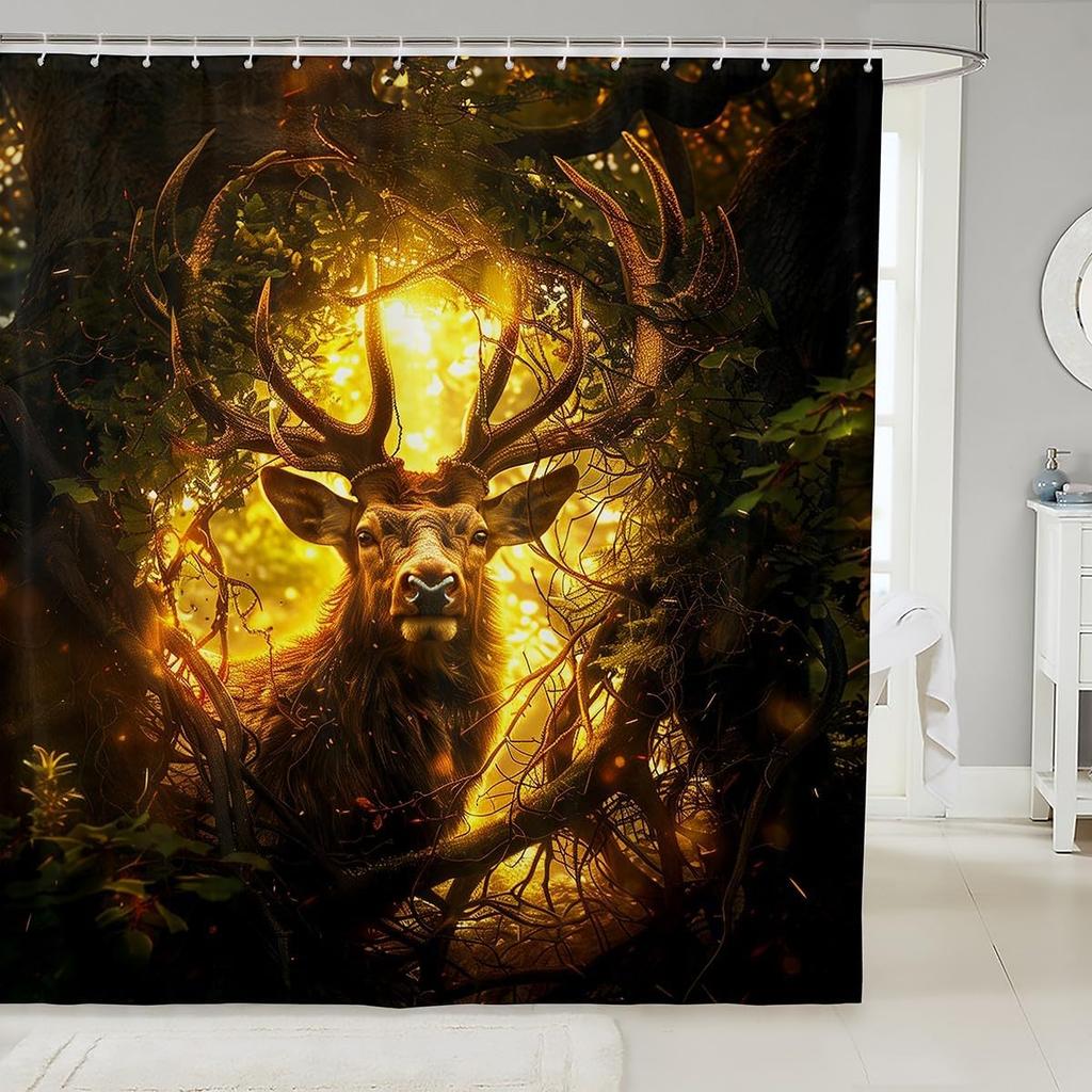 Kids Japanese Style Shower Curtain Japanese Ukiyoe Bathroom Shower Curtain Set Hokusai Exotic Bath Curtain Girls Fuji Mountain