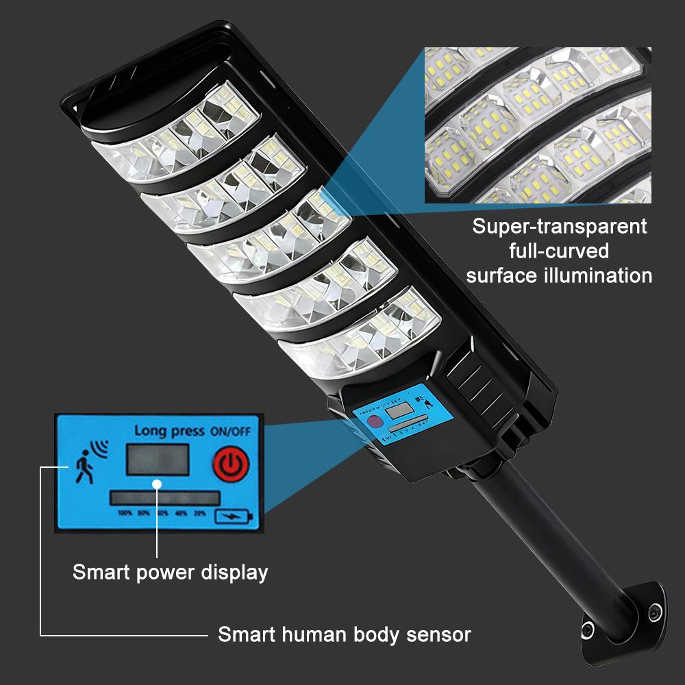 Éclairage public solaire 400W Extérieur, Lumière de sécurité LED à détecteur de mouvement, Télécommande, Éclairage mural solaire étanche pour jardin, cour, sentier