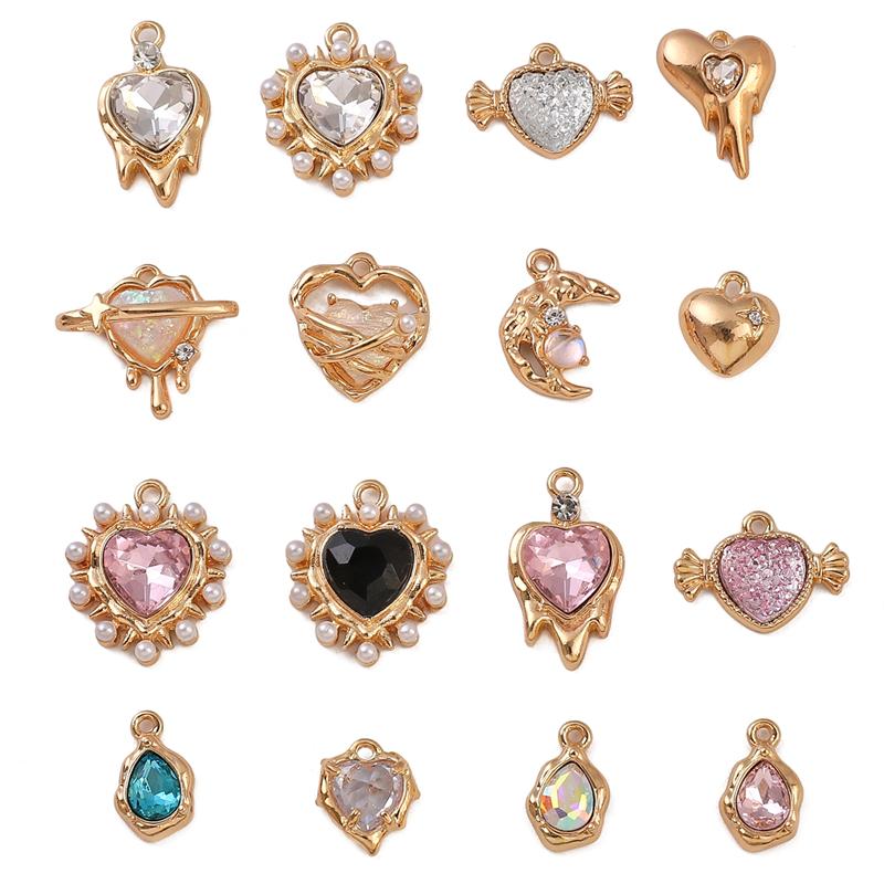 Γούρι Κράματος Διαμαντιού Καρδιά Αστέρι Φεγγάρι Μενταγιόν Κολιέ Βραχιόλι Σκουλαρίκια Αξεσουάρ Κοσμημάτων DIY