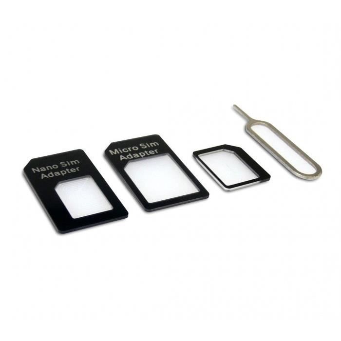 19711 kit adaptateur sim 4 pièces convenant à tous les téléphones et les tablett
