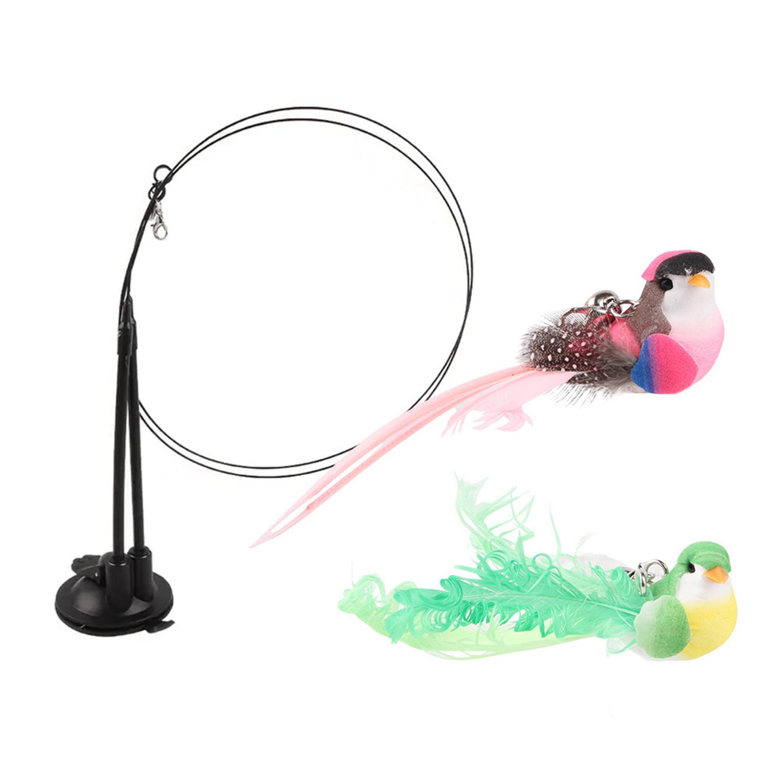 

Интерактивная игрушка для кошек с перьями, дразнилка, набор с вращающимися птицами и основанием на присоске для игр в помещении B