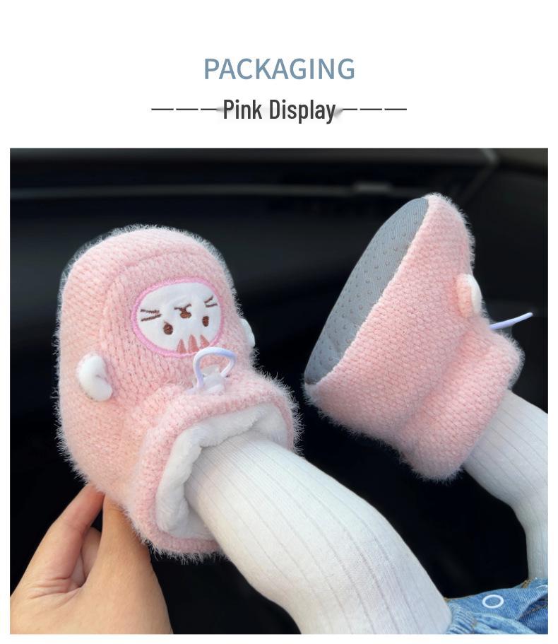 Winter Velvet-Lined Non-Slip Baby Shoes for Girls - Soft Sole, Warm Protection