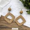 Vintage Mori Grass and Rattan Woven Handmade Earrings Bohemian Vacation Style Stud Earrings Female Ethnic Style Summer Ear Jewelry