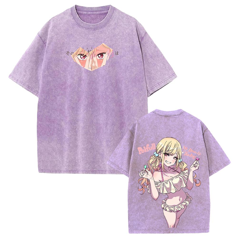 Cute Anime My Dress-Up Darling T-shirt Marin Printed Washed Y2k T Shirt Men Women Clothing Cotton Tees Tops