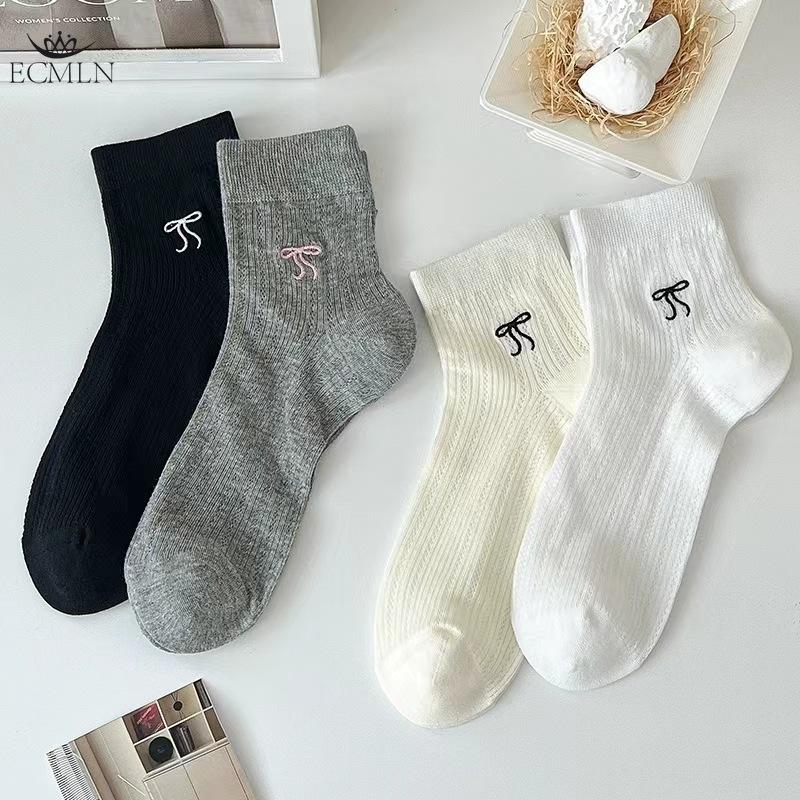 Women's Socks New Style Pure Color Sweet Lolita Socks Bow Socks Thin Cotton Mesh Socks