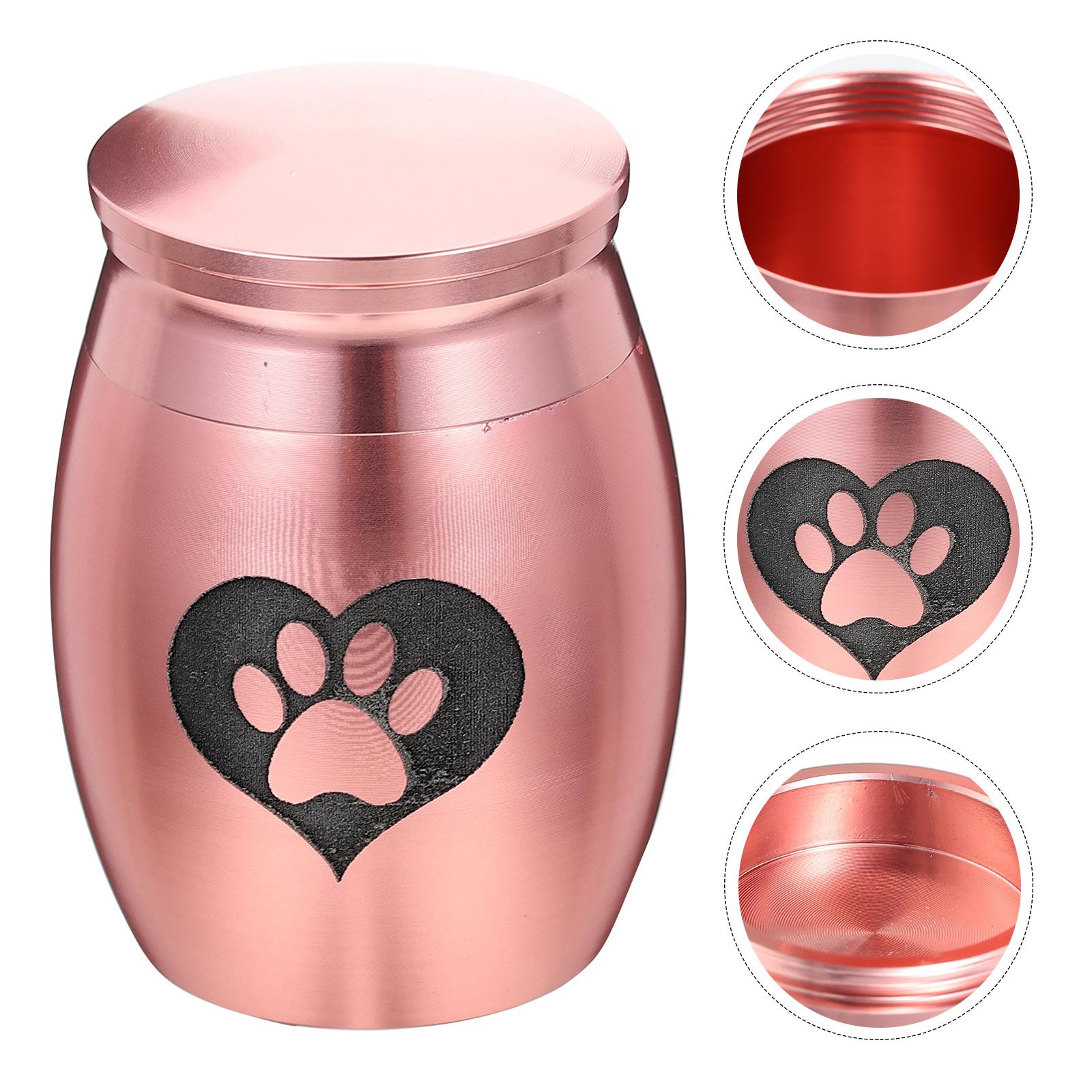

Pet Urn Accessory Lovely Pattern Cat Urns Stainless Steel Memorable Dog for Ashes 4X3X3CM рожевий колір золота
