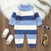 Winter Baby Strampler Kleidung Warm Strick Gestreiften Strampler Jungen Mädchen Overalls Herbst Ein Stück Herbst Infant Unisex Playsuits