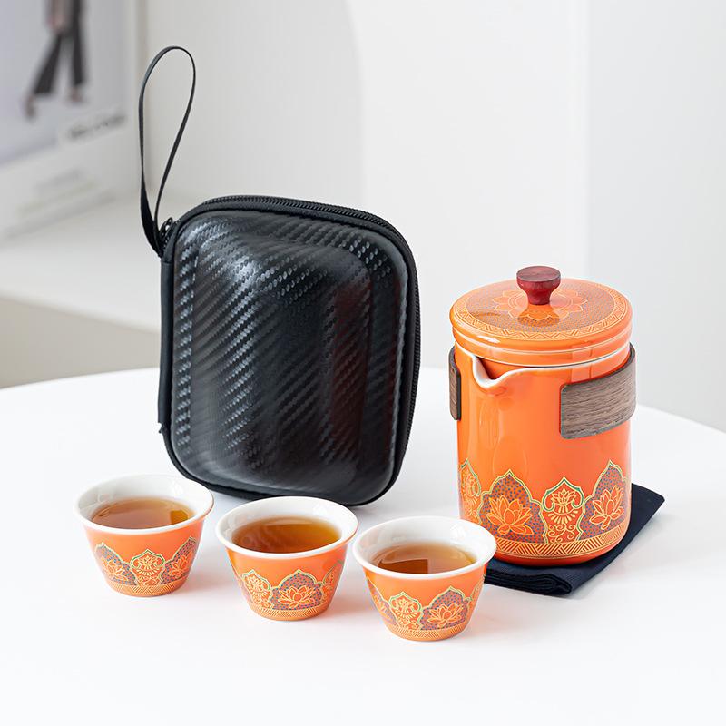 Portable Travel Tea Set Wholesale Outdoor Kung Fu Tea Set Quick Guest Cup Festival Chinese Business Gift Logo