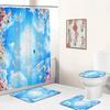 Sonniger Blauer Himmel Wolken Landschaft Duschvorhang-Sets Rutschfeste Teppiche Badvorleger Toilettendeckelbezug Wasserdicht Polyester Badezimmerdekoration