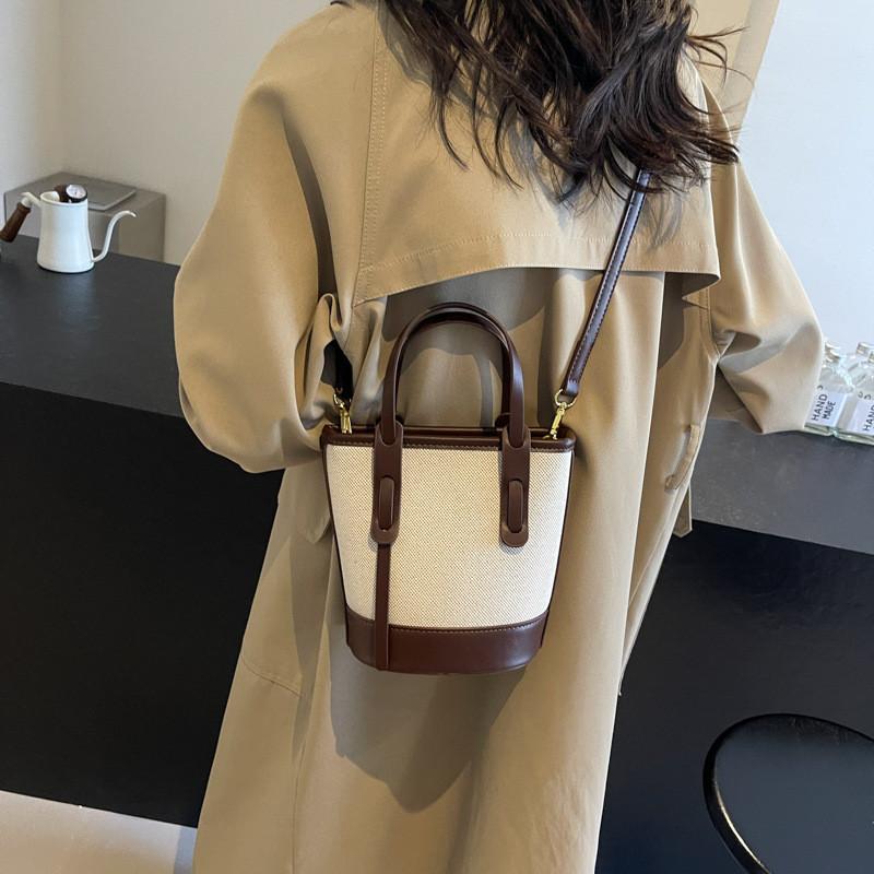 IELGY Ladies Messenger Bag Casual Portable Shoulder Contrast Color Bucket Bag