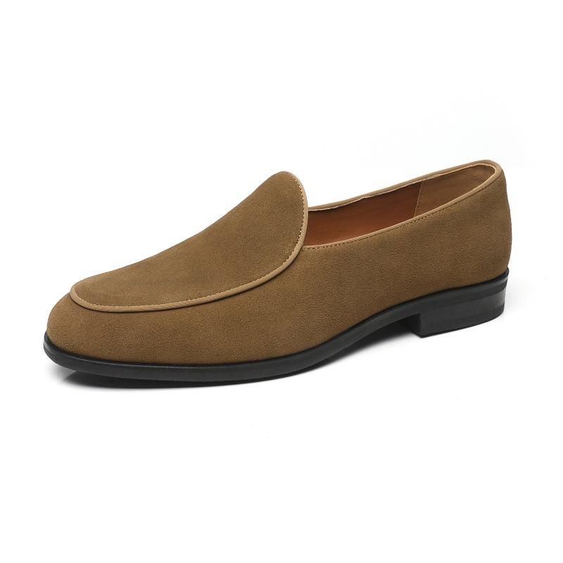 Men's Genuine Leather Retro Leather Shoes One-pedal Foot Cover Men's Leather Shoes Casual Office Commuting Driving Men's Doudou Shoes