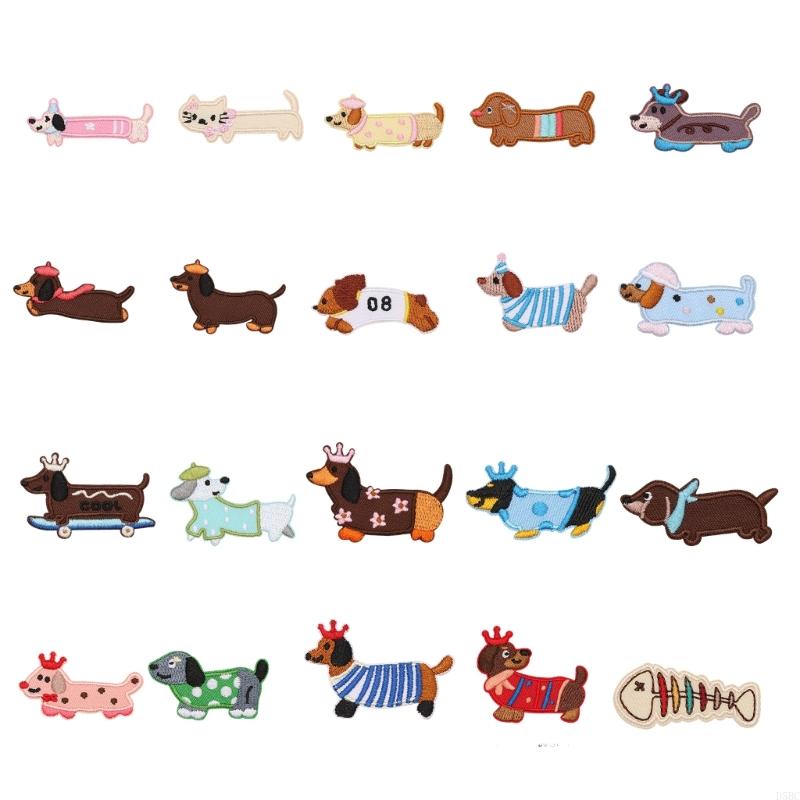 Dog Animal Embroidered Iron On Fabric Patches For Jackets Backpacks Dress Hat